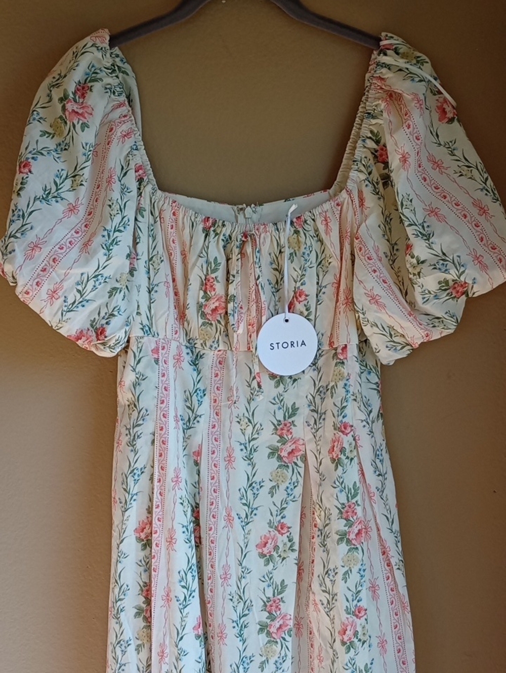 Storia Balloon Sleeve Garden Spring Floral Maxi Size M New With Tags - Picture 2 of 11